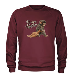 Punch Brave Together Stuffed Animal Adult Crewneck Sweatshirt Maroon