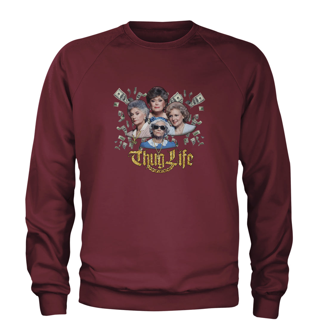Golden Chain Thug Life Girls Adult Crewneck Sweatshirt Maroon