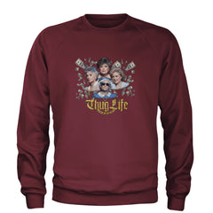 Golden Chain Thug Life Girls Adult Crewneck Sweatshirt Maroon