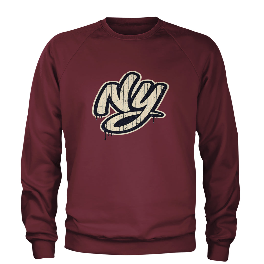 NYC New York City Grunge Street Adult Crewneck Sweatshirt Maroon