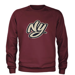 NYC New York City Grunge Street Adult Crewneck Sweatshirt Maroon