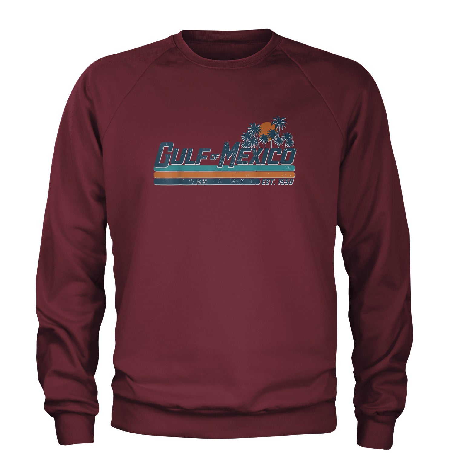 Gulf Of Mexico Established Year 1550 Adult Crewneck Sweatshirt Maroon