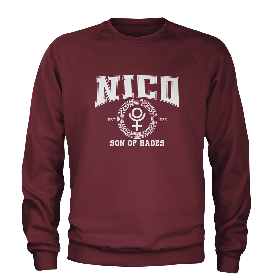 Nico Son of Hades Underworld Crest Adult Crewneck Sweatshirt Maroon