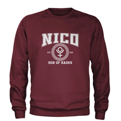 Nico Son of Hades Underworld Crest Adult Crewneck Sweatshirt Maroon