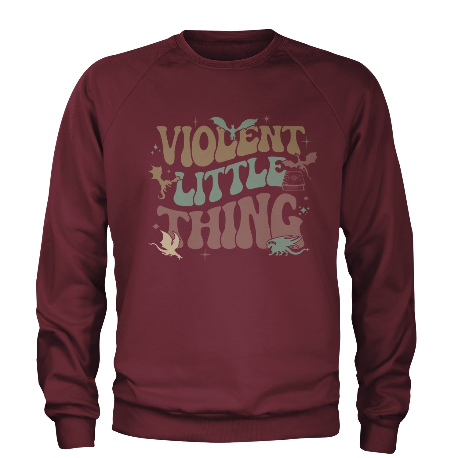 Violent Little Thing Dragon Adult Crewneck Sweatshirt Maroon