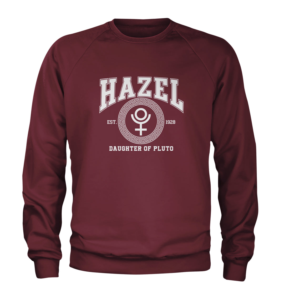 Hazel Daughter of Pluto Roman Gold Adult Crewneck Sweatshirt Maroon