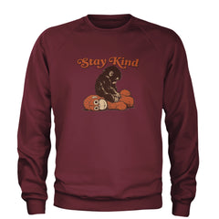 Punch Stay Kind Macaque Adult Crewneck Sweatshirt Maroon
