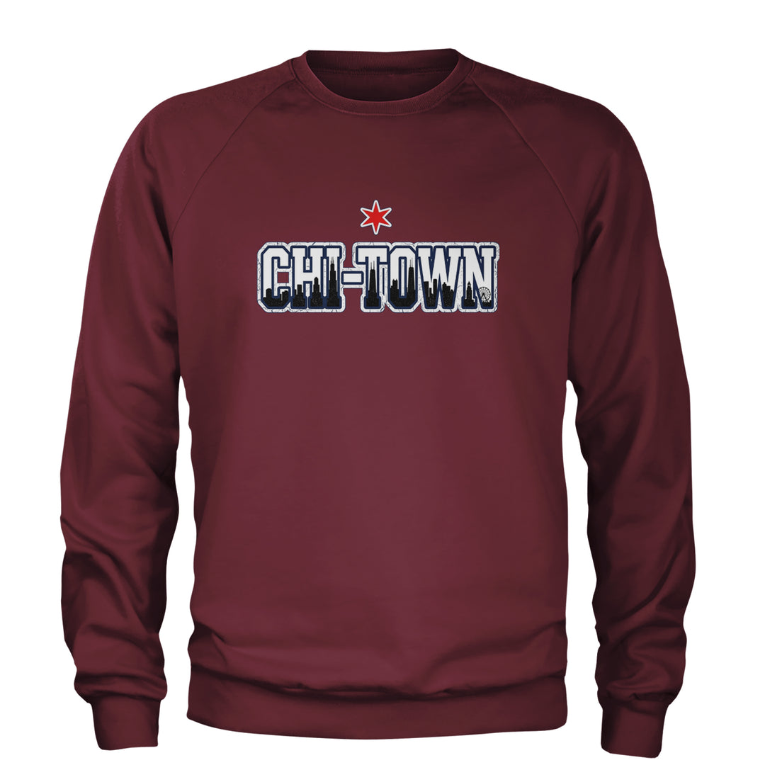Chicago Chi-Town City Pride Adult Crewneck Sweatshirt Maroon