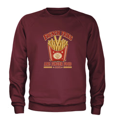 French Fries Are Finger Food IYKYK Adult Crewneck Sweatshirt Maroon