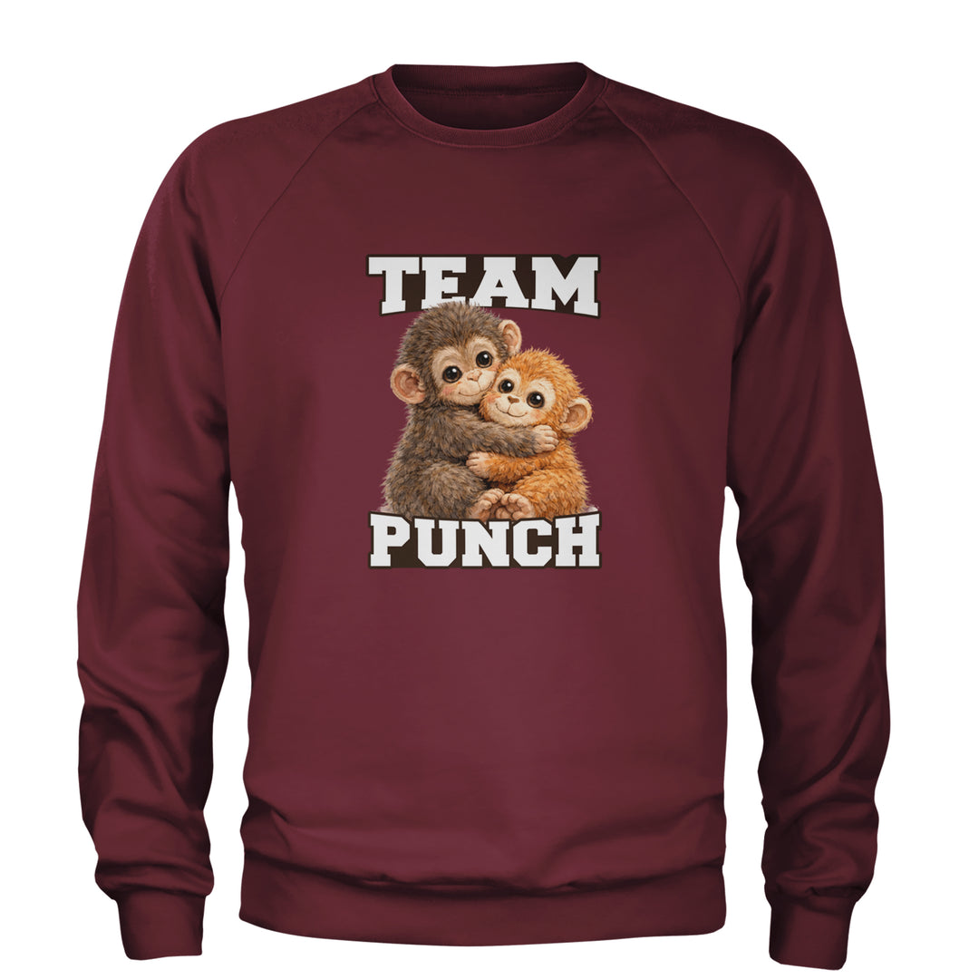 Team Punch Panchi-kun Monkey Adult Crewneck Sweatshirt Maroon