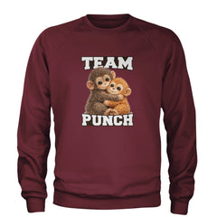 Team Punch Panchi-kun Monkey Adult Crewneck Sweatshirt Maroon