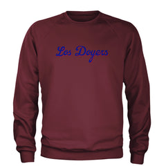 Los Doyers LA Baseball Adult Crewneck Sweatshirt Maroon