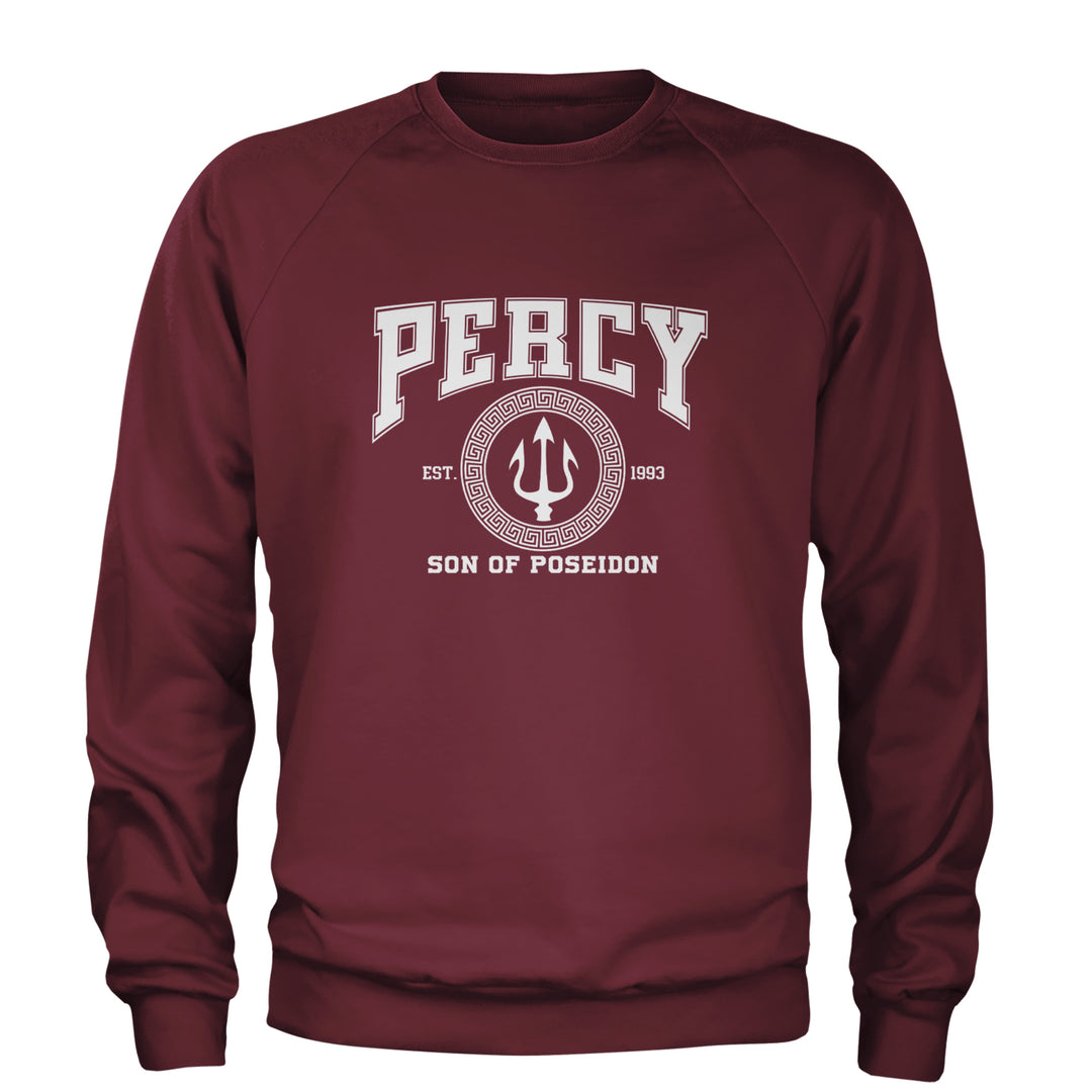 Percy Son Of Poseidon Sea God Adult Crewneck Sweatshirt Maroon