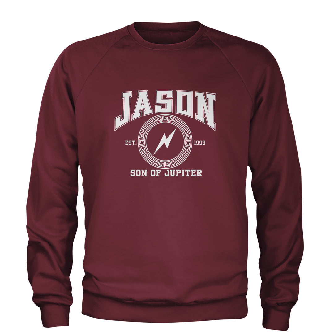 Jason Son of Jupiter Storm Bringer Adult Crewneck Sweatshirt Maroon