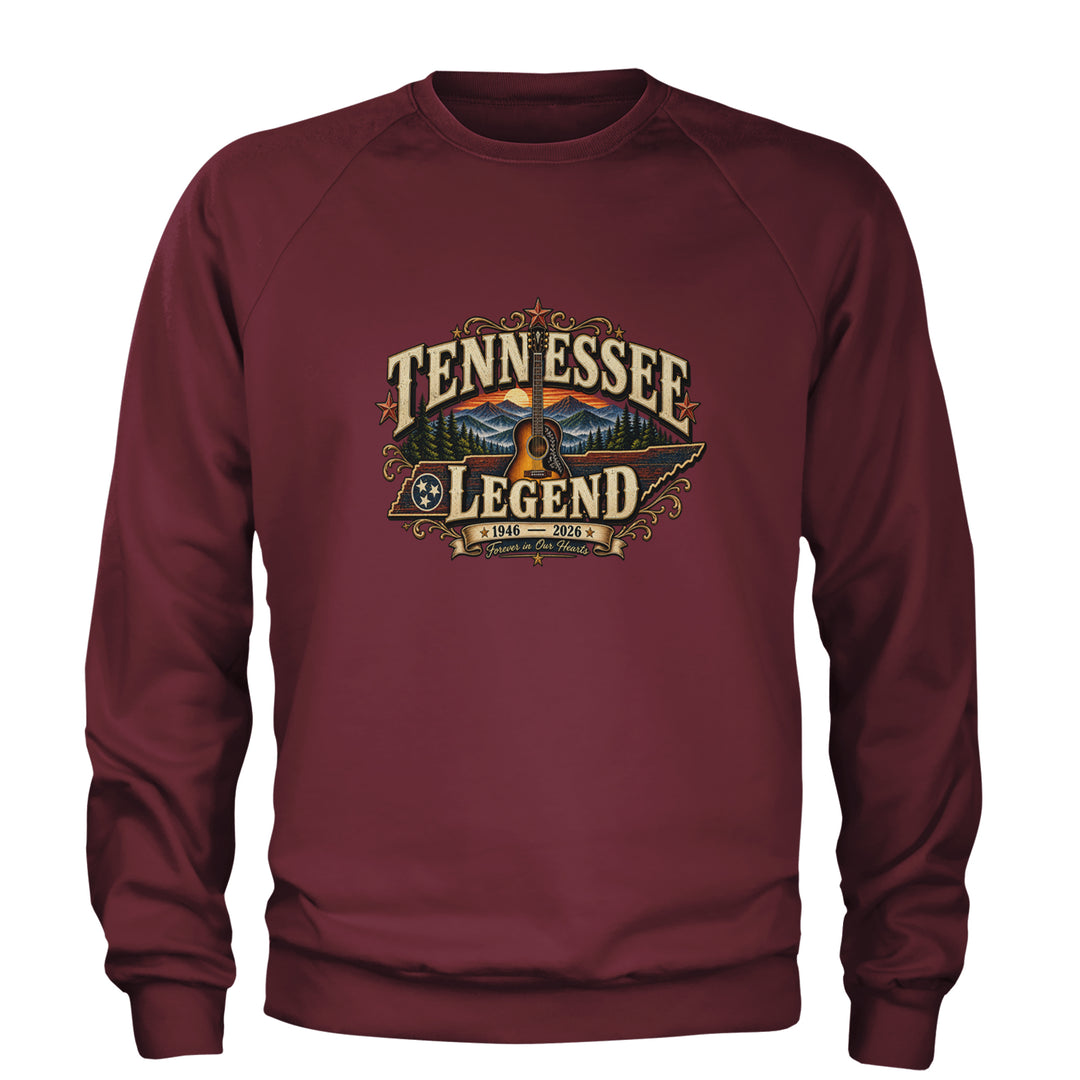 Tennessee Legend Country Music Dolly Adult Crewneck Sweatshirt Maroon