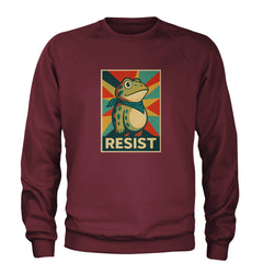 Resist Portland Protest Frog Adult Crewneck Sweatshirt Maroon