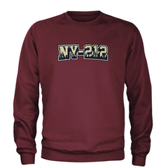 New York City 212 Area Code Skyline  Adult Crewneck Sweatshirt Maroon