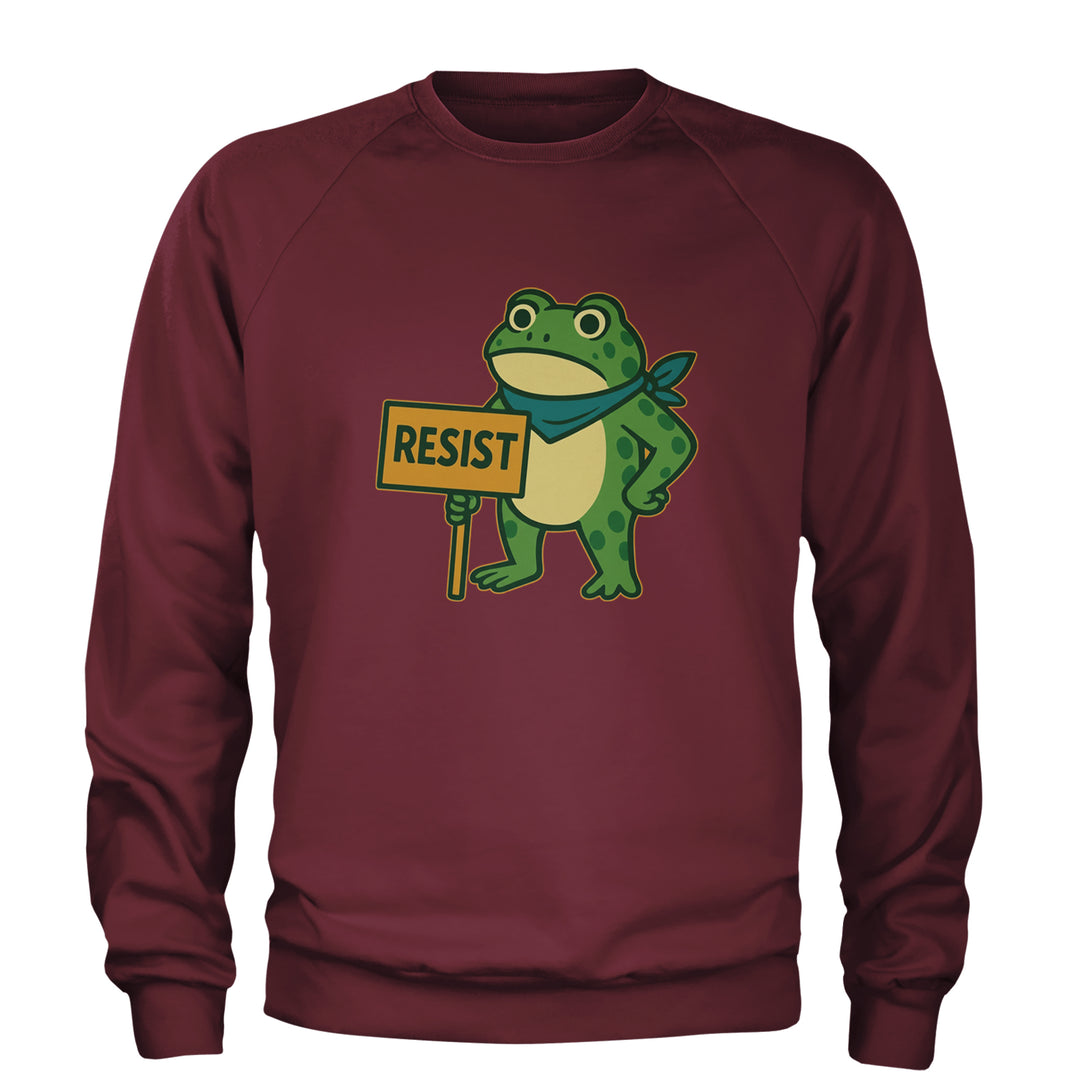 Sign Resist Meme Frog Protest Adult Crewneck Sweatshirt Maroon
