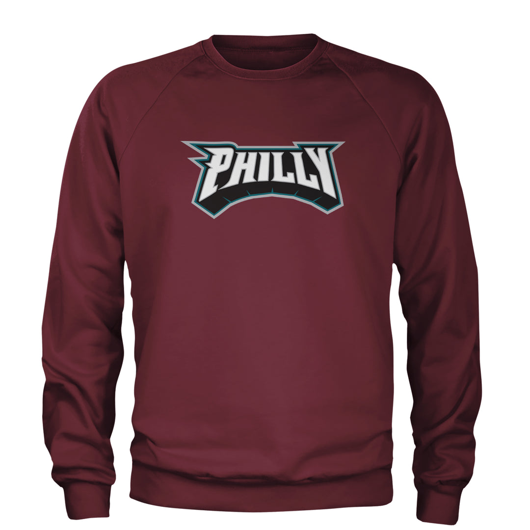 Philly Bold Block Throwback Adult Crewneck Sweatshirt Maroon