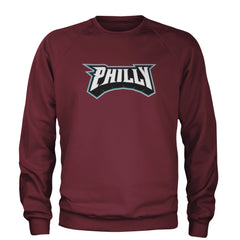 Philly Bold Block Throwback Adult Crewneck Sweatshirt Maroon