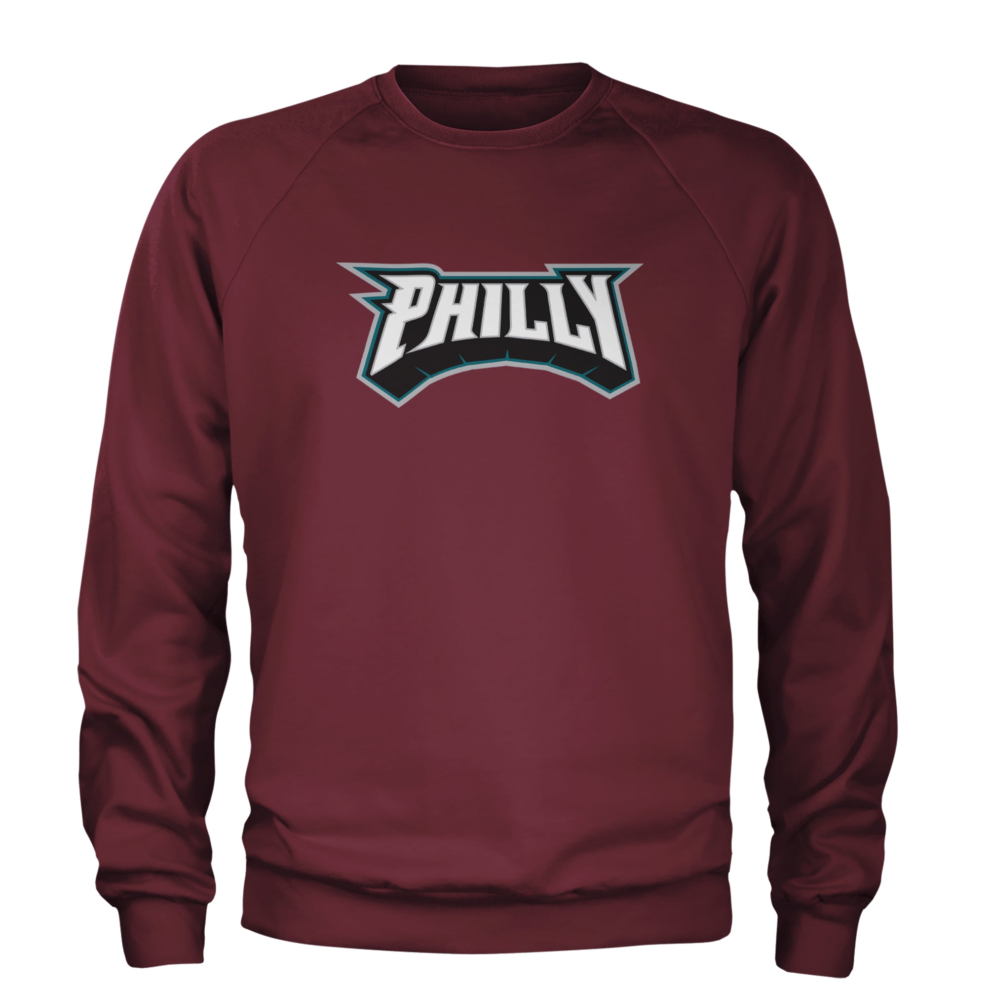Philly Bold Block Throwback Adult Crewneck Sweatshirt Maroon
