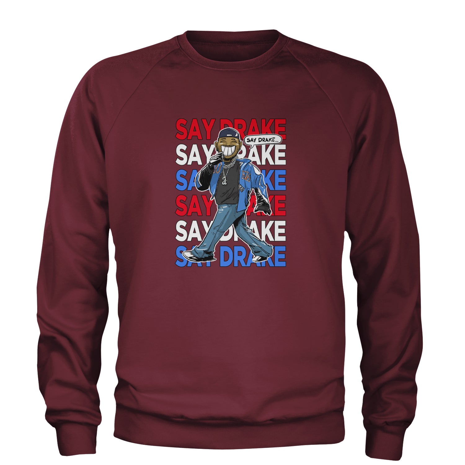 Say Drake Smiling Meme Mustard Adult Crewneck Sweatshirt Maroon