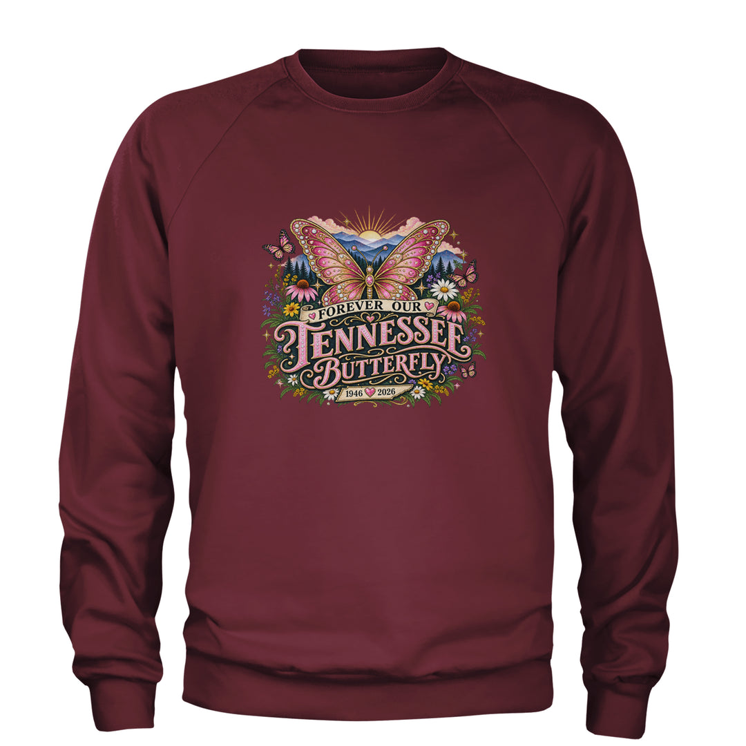 Forever Our Tennessee Butterfly Dolly Adult Crewneck Sweatshirt Maroon