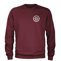 TLC To Love a Canine Dog Rescue White Adult Crewneck Sweatshirt Maroon
