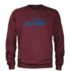 Detroit Villains Grit Football Adult Crewneck Sweatshirt Maroon