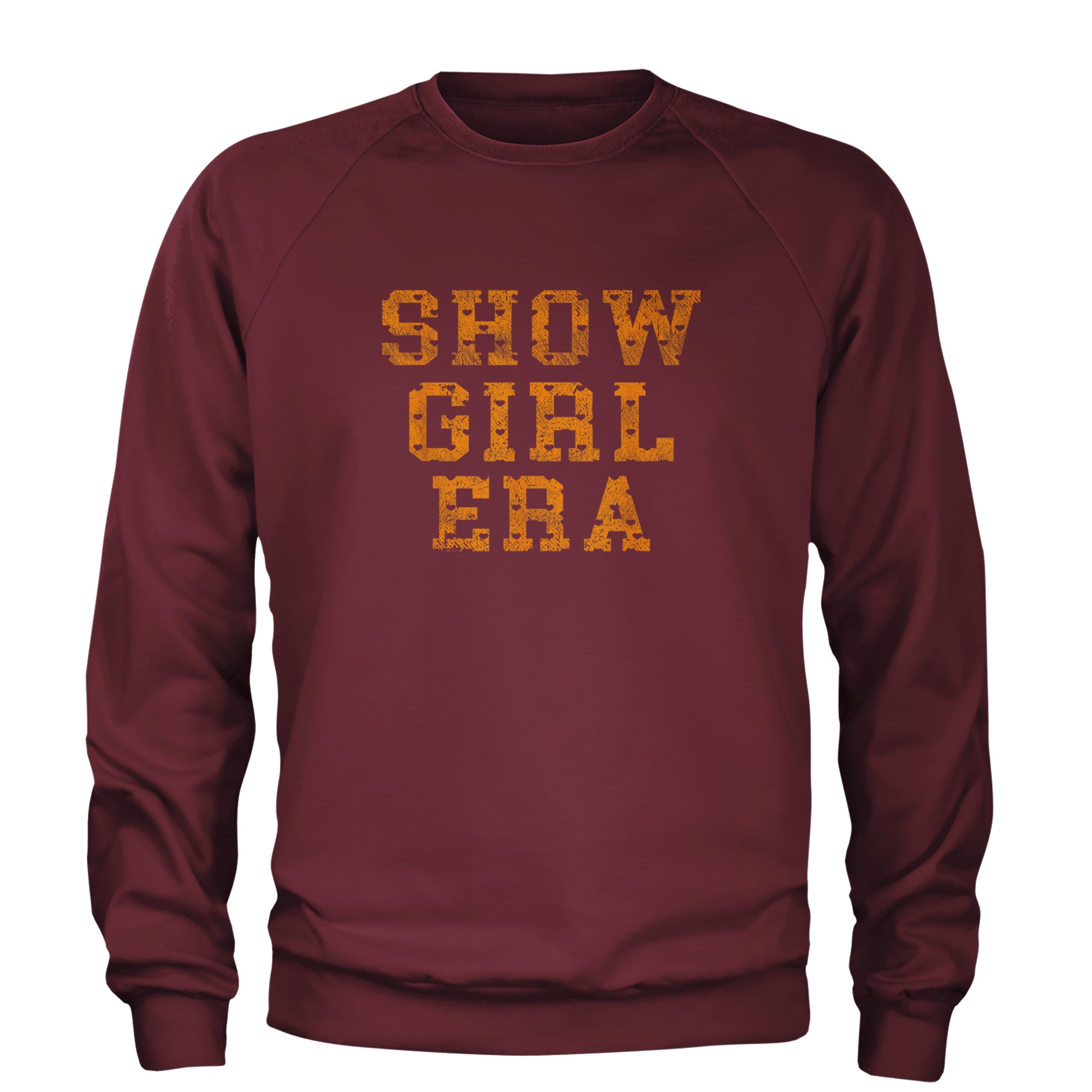 Vintage Showgirl Era Heart Adult Crewneck Sweatshirt Maroon