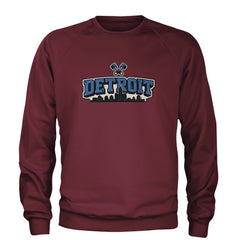 Detroit Motor City Retro Piston Adult Crewneck Sweatshirt Maroon