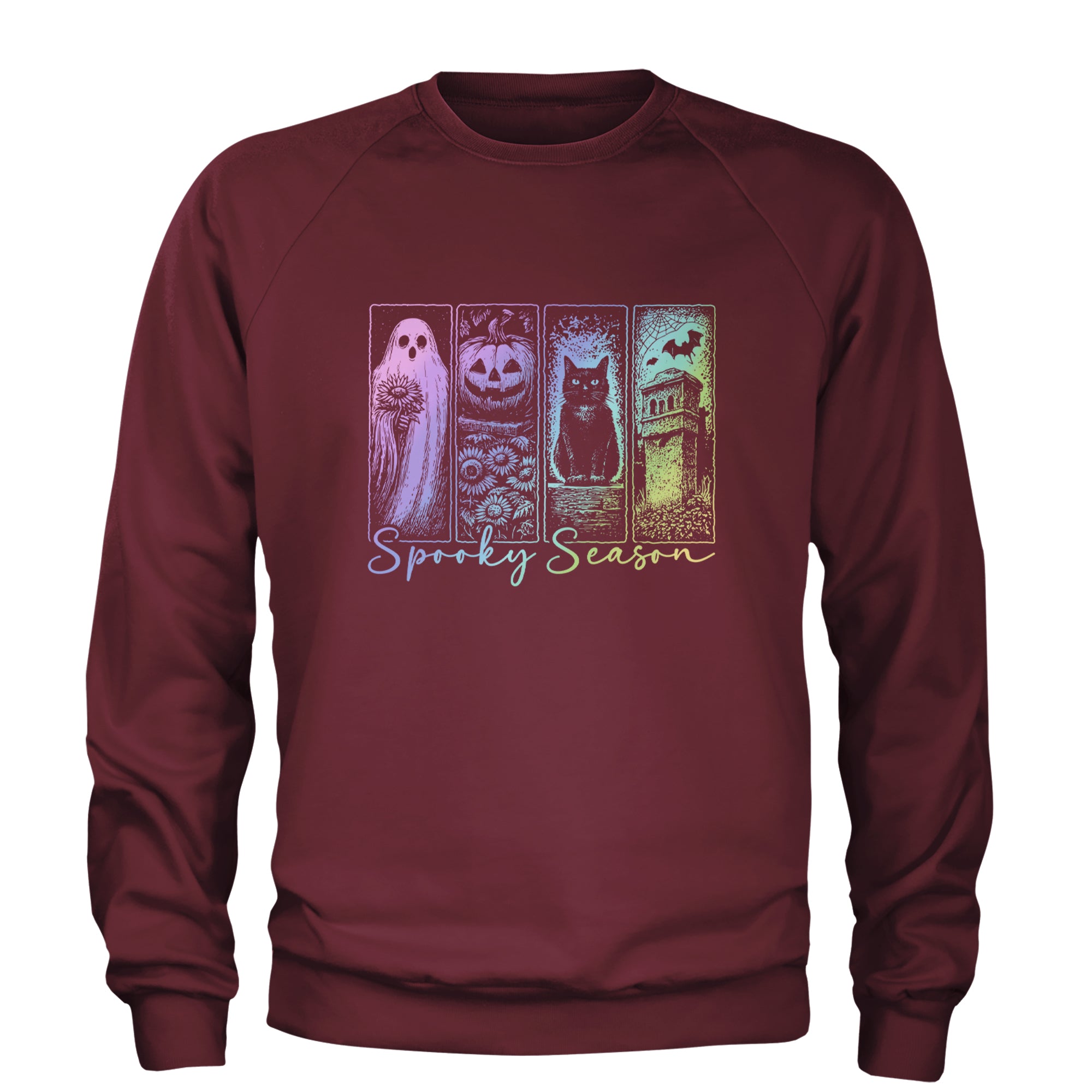 Spooky Season Cute Pastel Halloween Design Adult Crewneck Sweatshirt Maroon
