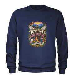 Tennessee Mountain Angel Wings Dolly Adult Crewneck Sweatshirt Navy Blue