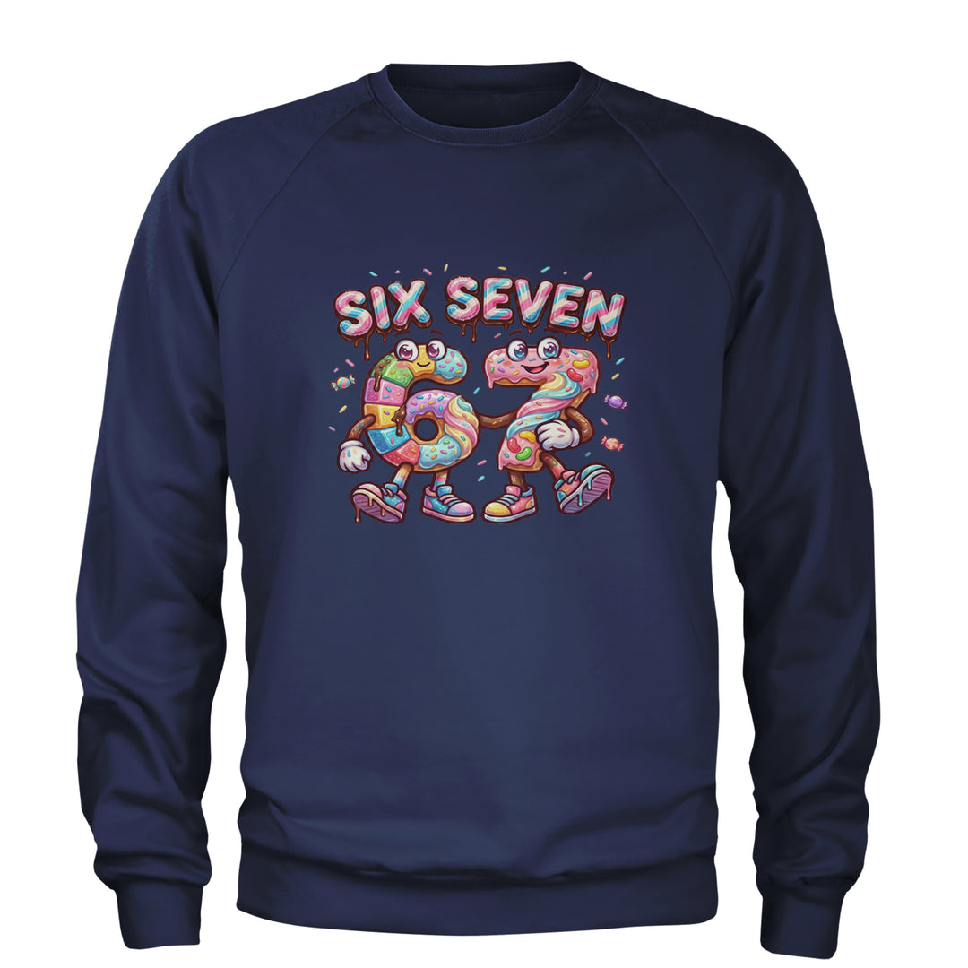 67 Candy Swirl Meme Adult Crewneck Sweatshirt Navy Blue