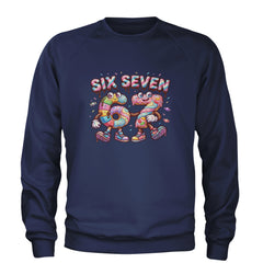 67 Candy Swirl Meme Adult Crewneck Sweatshirt Navy Blue