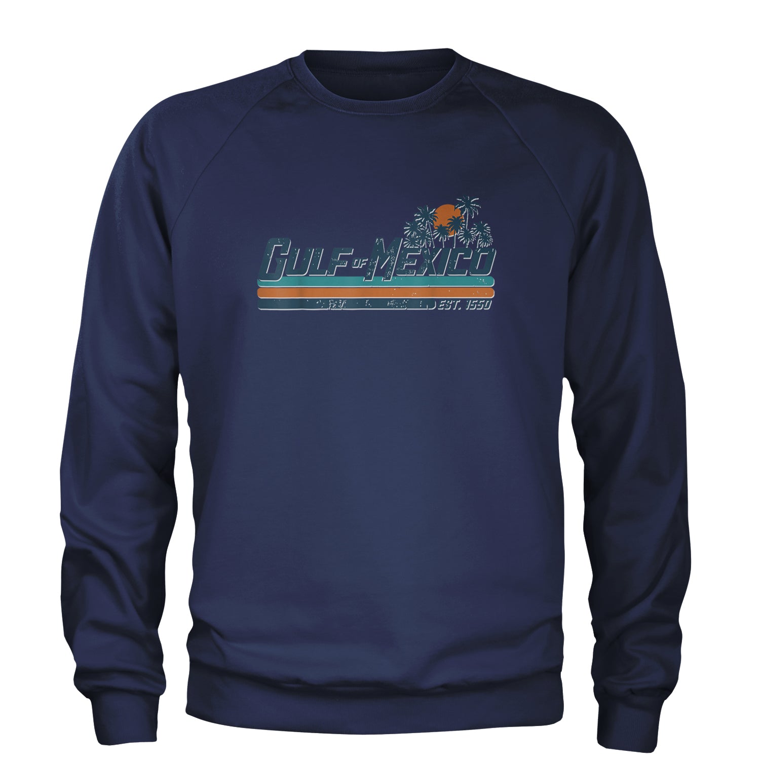 Gulf Of Mexico Established Year 1550 Adult Crewneck Sweatshirt Navy Blue