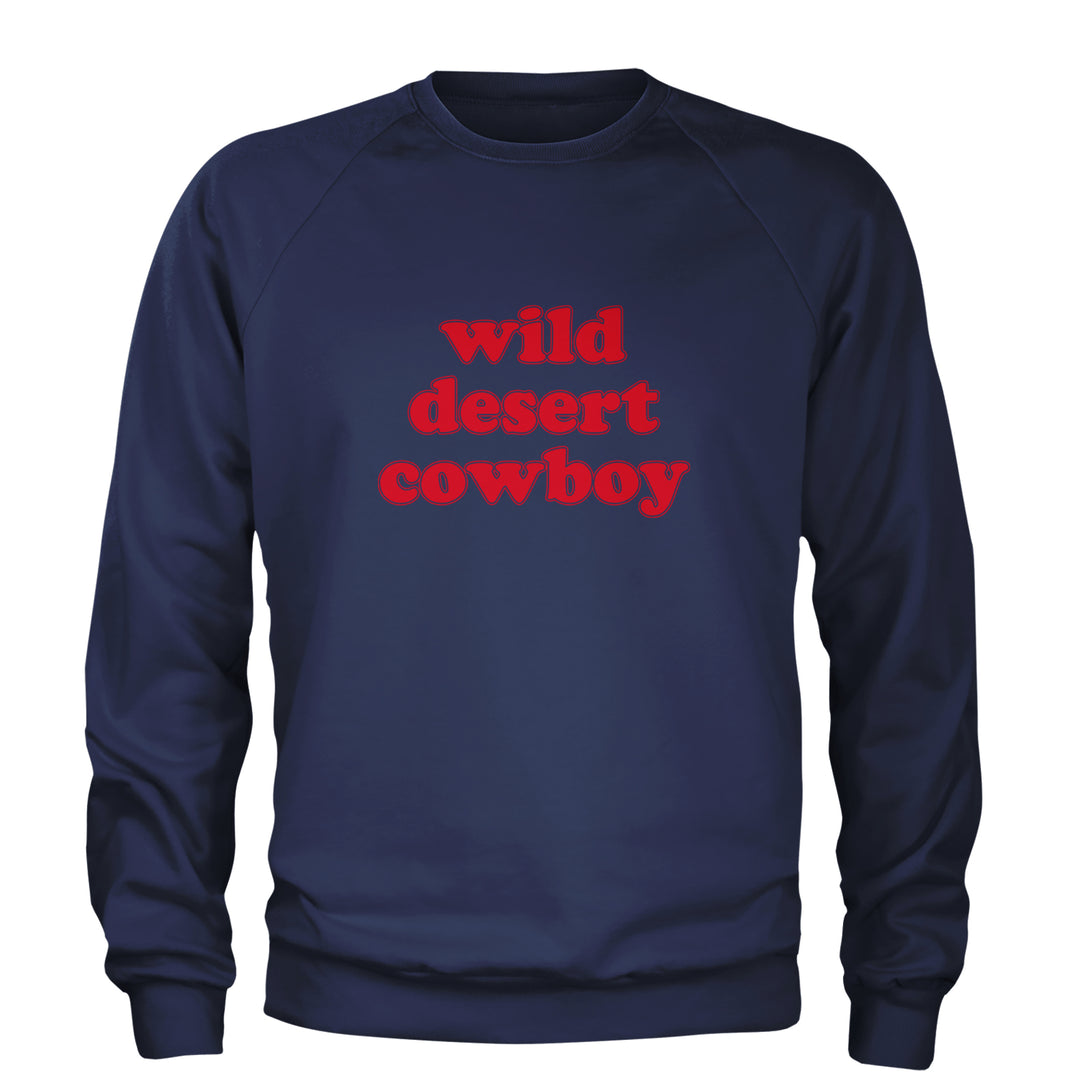 Wild Desert Cowboy Country Adult Crewneck Sweatshirt Navy Blue
