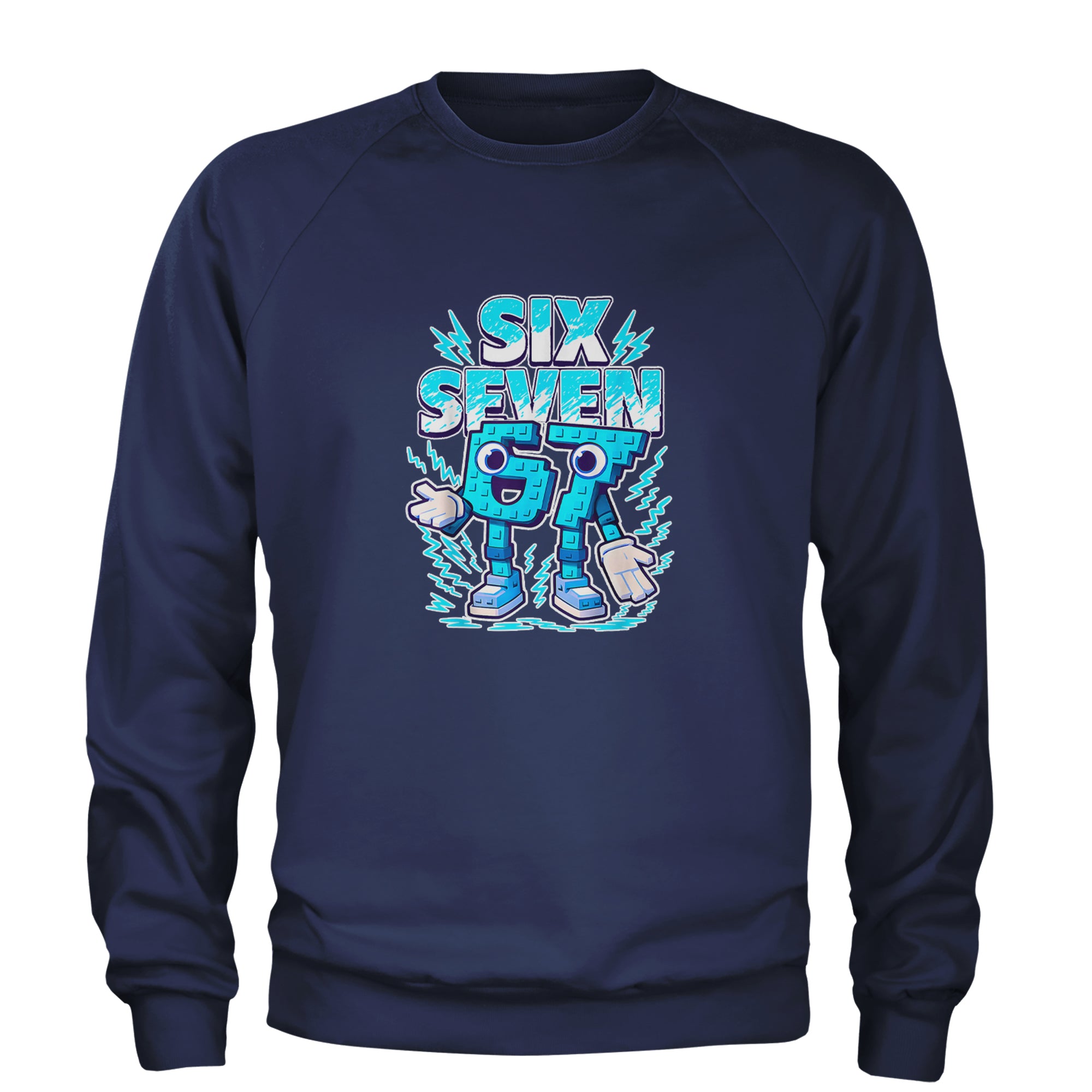 67 Brainrot Meme Slang Adult Crewneck Sweatshirt Navy Blue