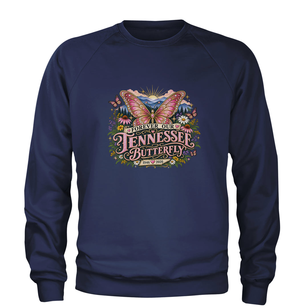 Forever Our Tennessee Butterfly Dolly Adult Crewneck Sweatshirt Navy Blue