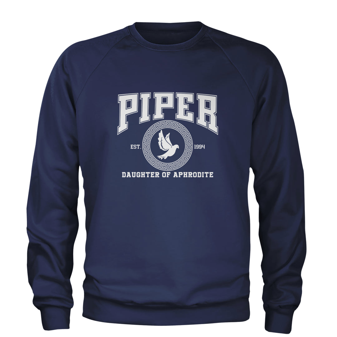 Piper Daughter of Aphrodite Rebel Heart Adult Crewneck Sweatshirt Navy Blue