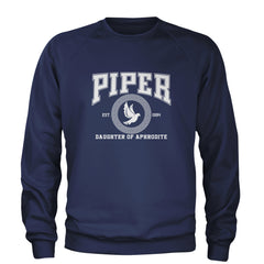 Piper Daughter of Aphrodite Rebel Heart Adult Crewneck Sweatshirt Navy Blue