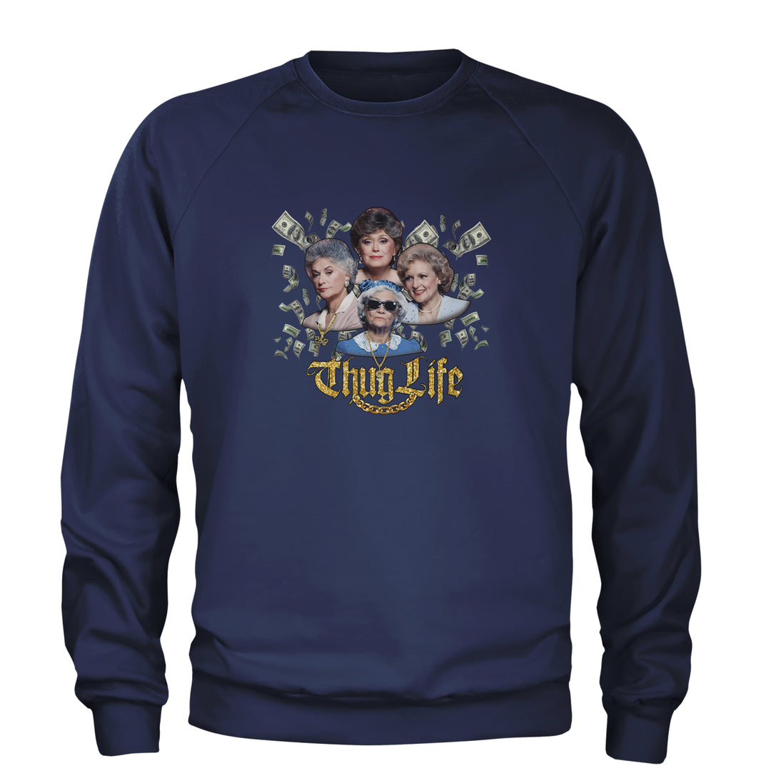 Golden Chain Thug Life Girls Adult Crewneck Sweatshirt Navy Blue