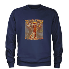 Tung Tung Tung Sahur Enforcer Adult Crewneck Sweatshirt Navy Blue