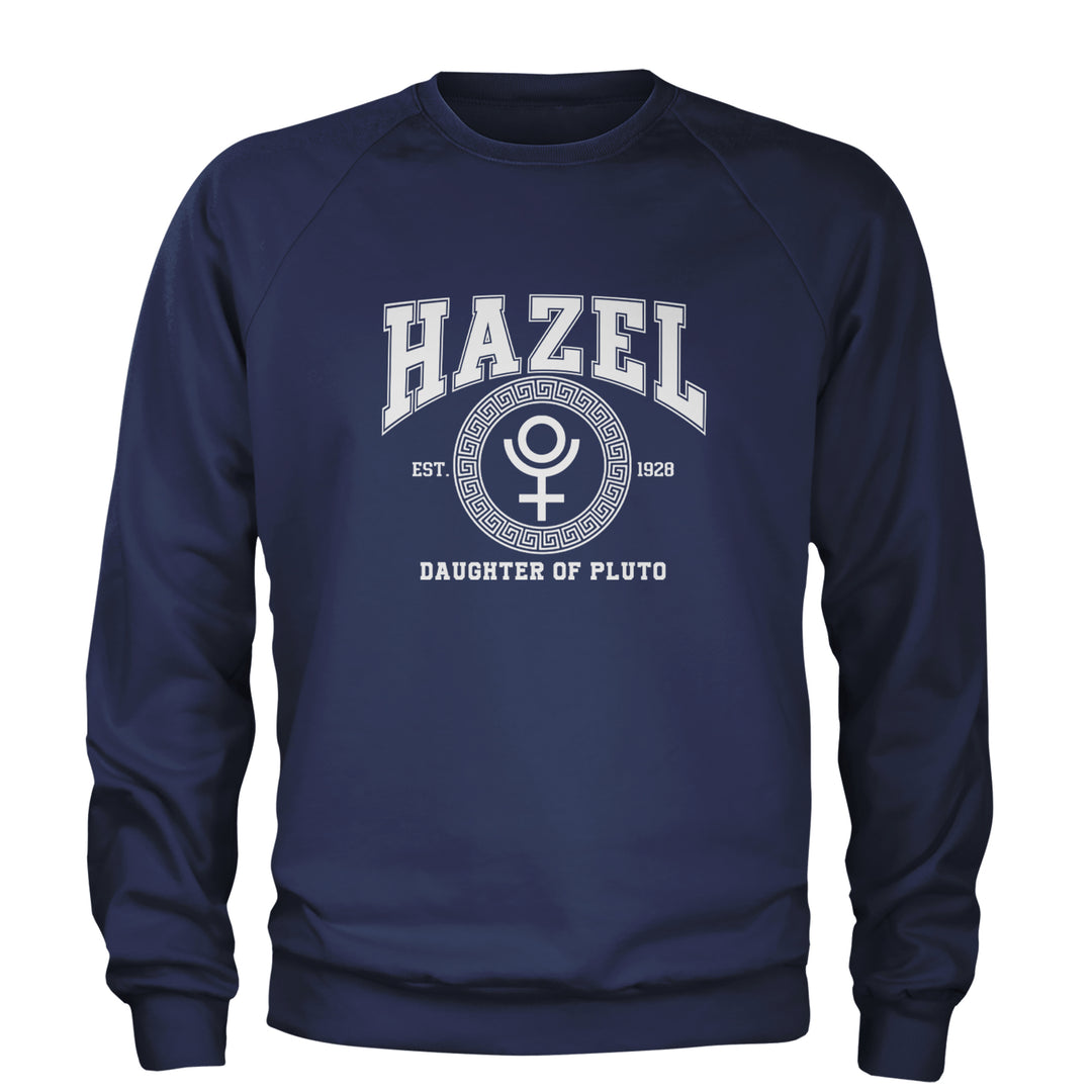 Hazel Daughter of Pluto Roman Gold Adult Crewneck Sweatshirt Navy Blue