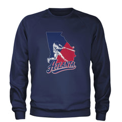 Atlanta Georgia Batter Up Adult Crewneck Sweatshirt Navy Blue
