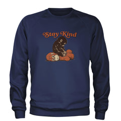 Punch Stay Kind Macaque Adult Crewneck Sweatshirt Navy Blue