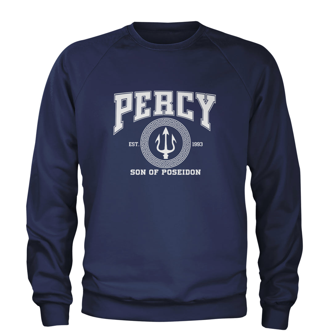 Percy Son Of Poseidon Sea God Adult Crewneck Sweatshirt Navy Blue
