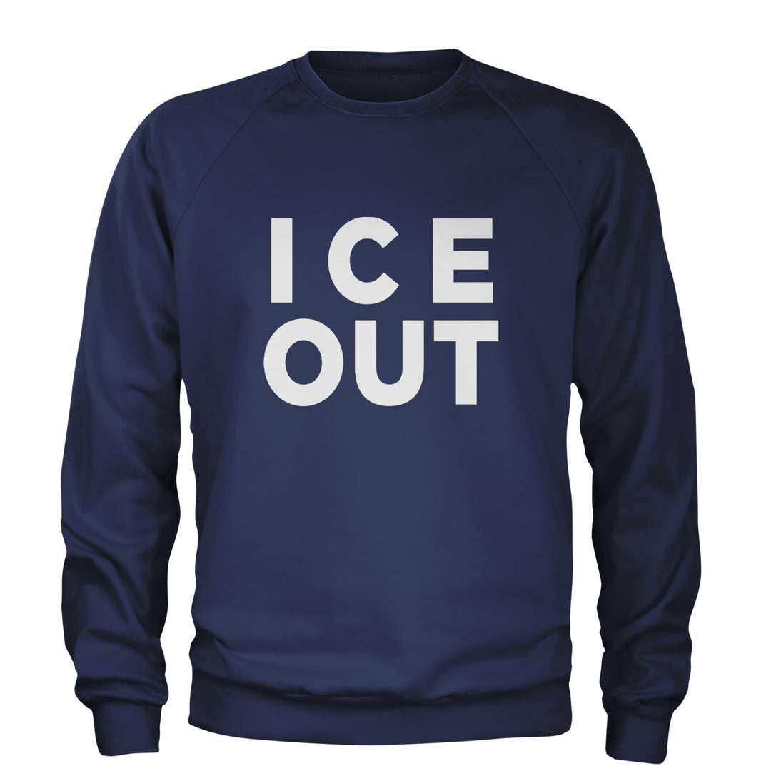 Ice Out Protest Adult Crewneck Sweatshirt Navy Blue