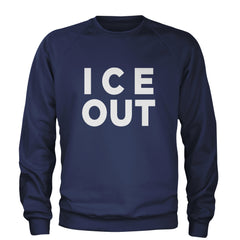 Ice Out Protest Adult Crewneck Sweatshirt Navy Blue
