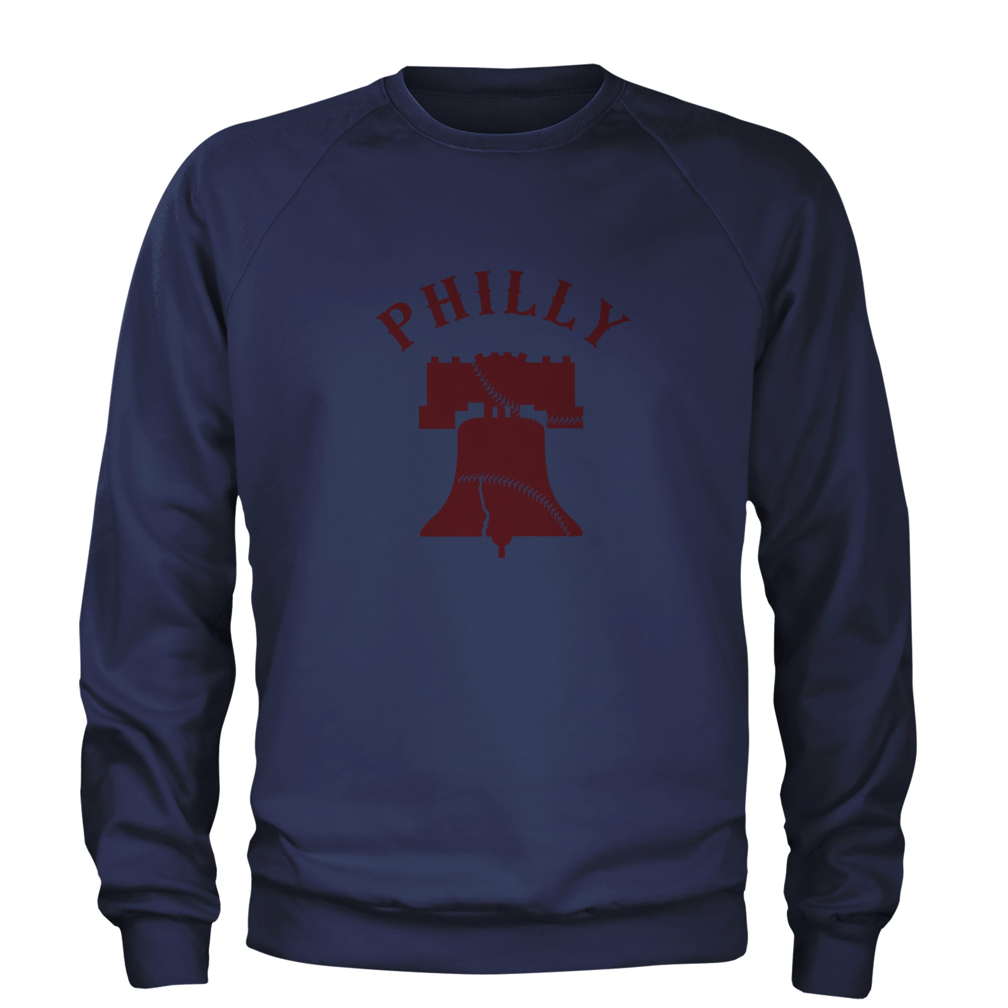 Philly Cracked Liberty Bell Adult Crewneck Sweatshirt Navy Blue